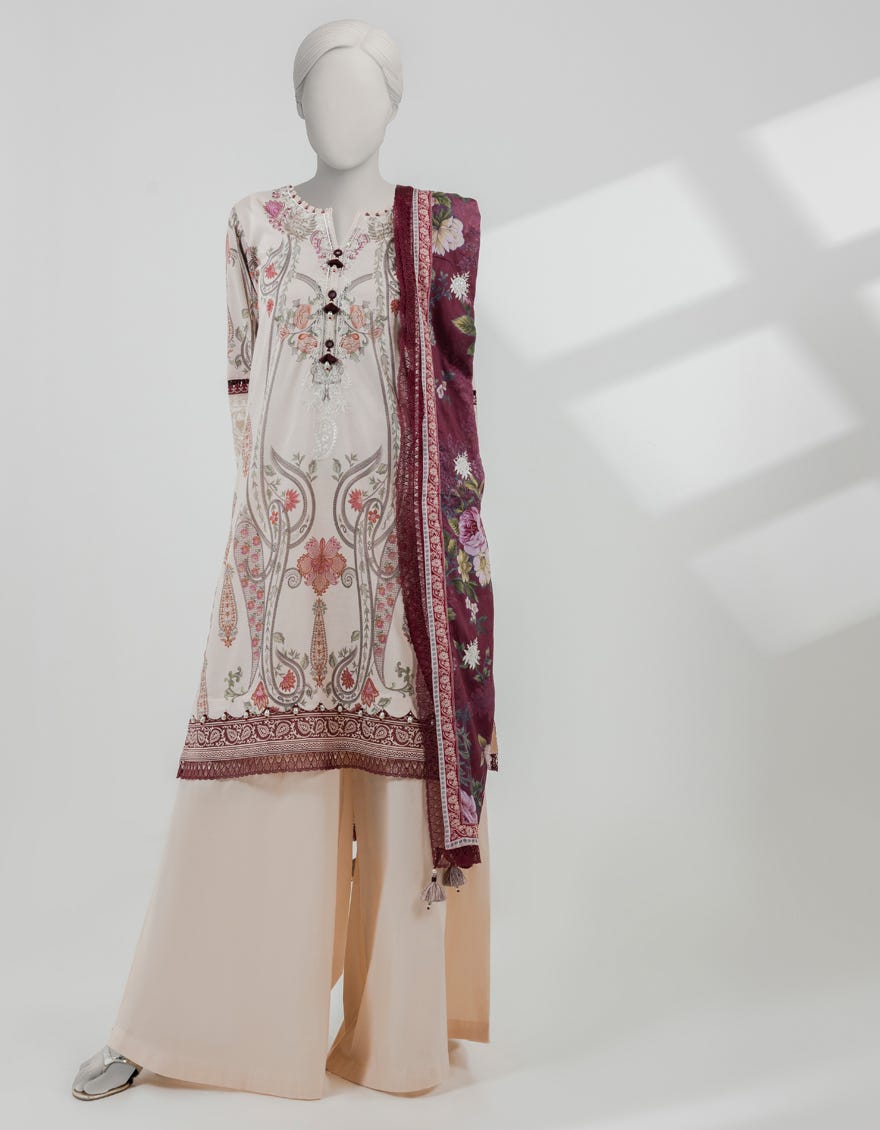 MULTICOLOR LAWN EMBROIDERED UNSTITCHED 3PC