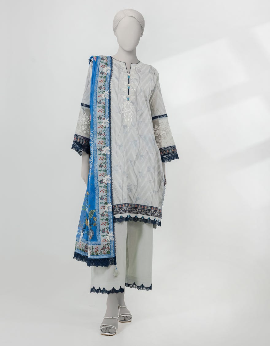 MULTICOLOR LAWN EMBROIDERED UNSTITCHED 3PC