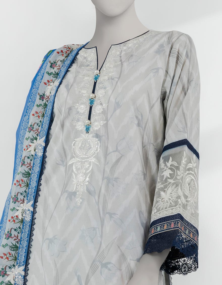 MULTICOLOR LAWN EMBROIDERED UNSTITCHED 3PC