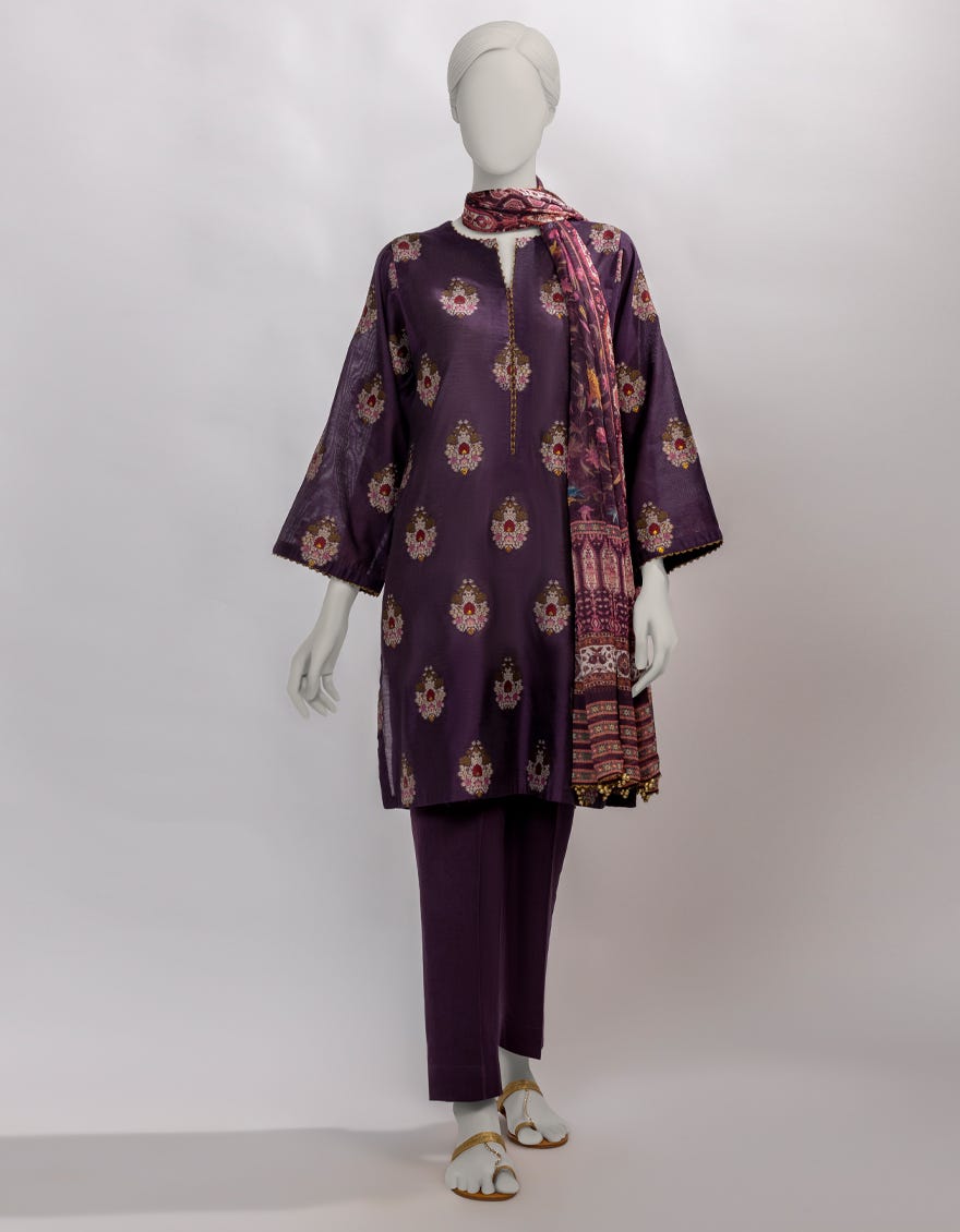PURPLE JACQUARD DYED UNSTITCHED 3PC