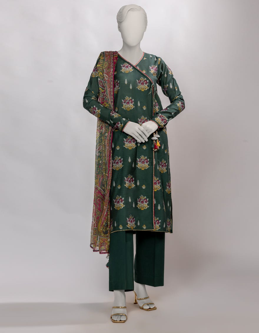 GREEN JACQUARD DYED UNSTITCHED 3PC