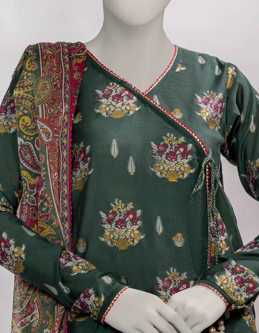 GREEN JACQUARD DYED UNSTITCHED 3PC