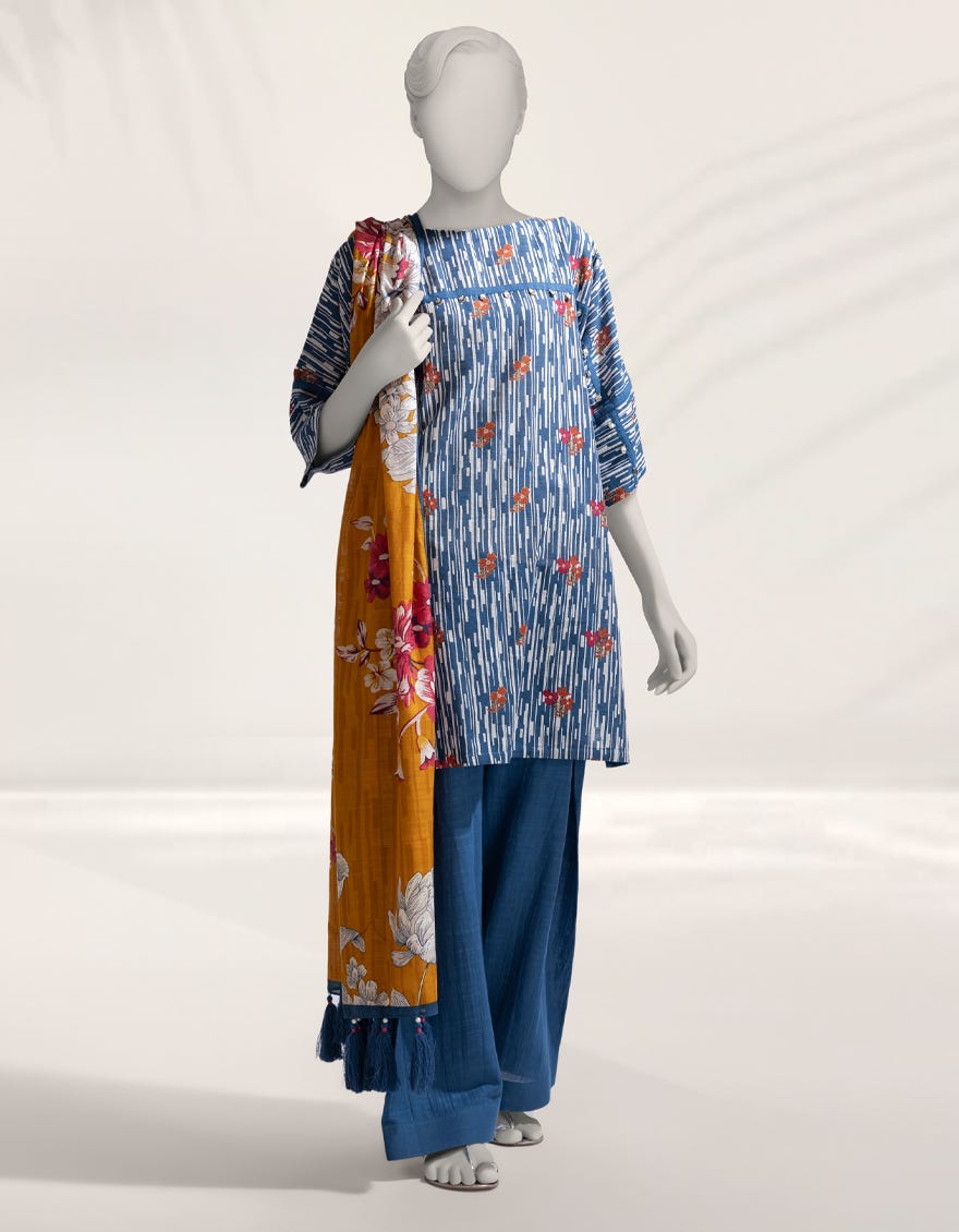 MULTICOLOR PRINTED KHADDAR UNSTITCHED 3PC