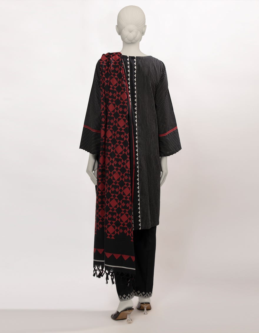 BLACK JACQUARD DYED UNSTITCHED 3PC