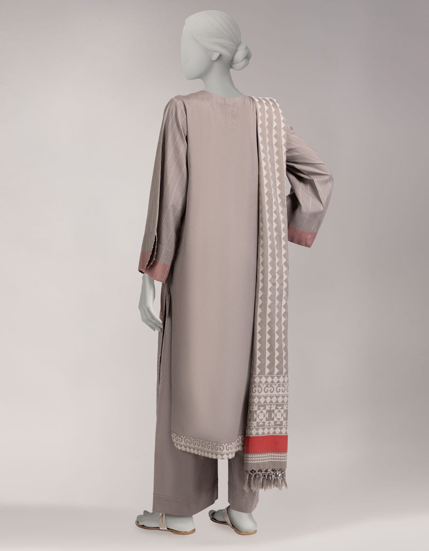 GREY JACQUARD DYED UNSTITCHED 3PC