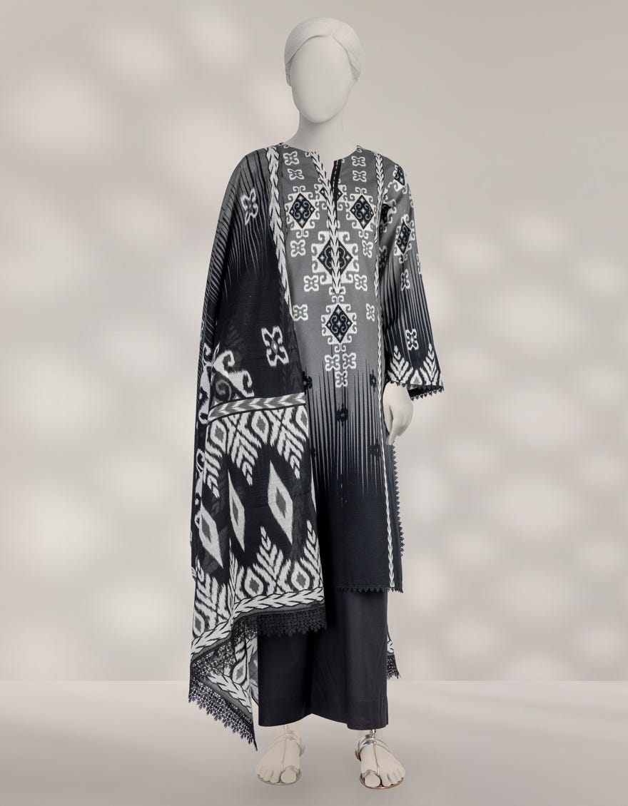 MULTICOLOR KHADDAR PRINTED UNSTITCHED 3PC
