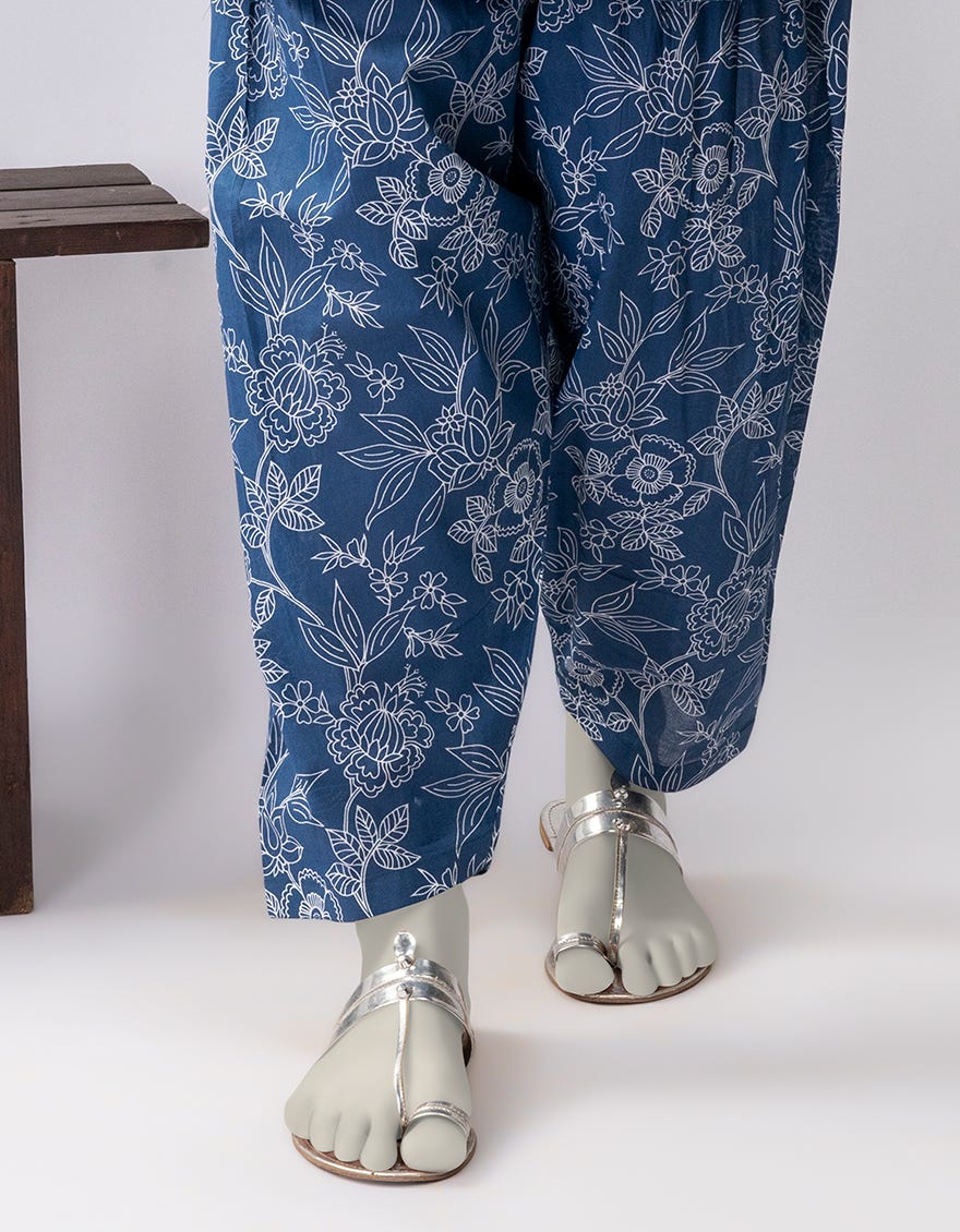 BLUE LAWN PRINTED SHALWAR