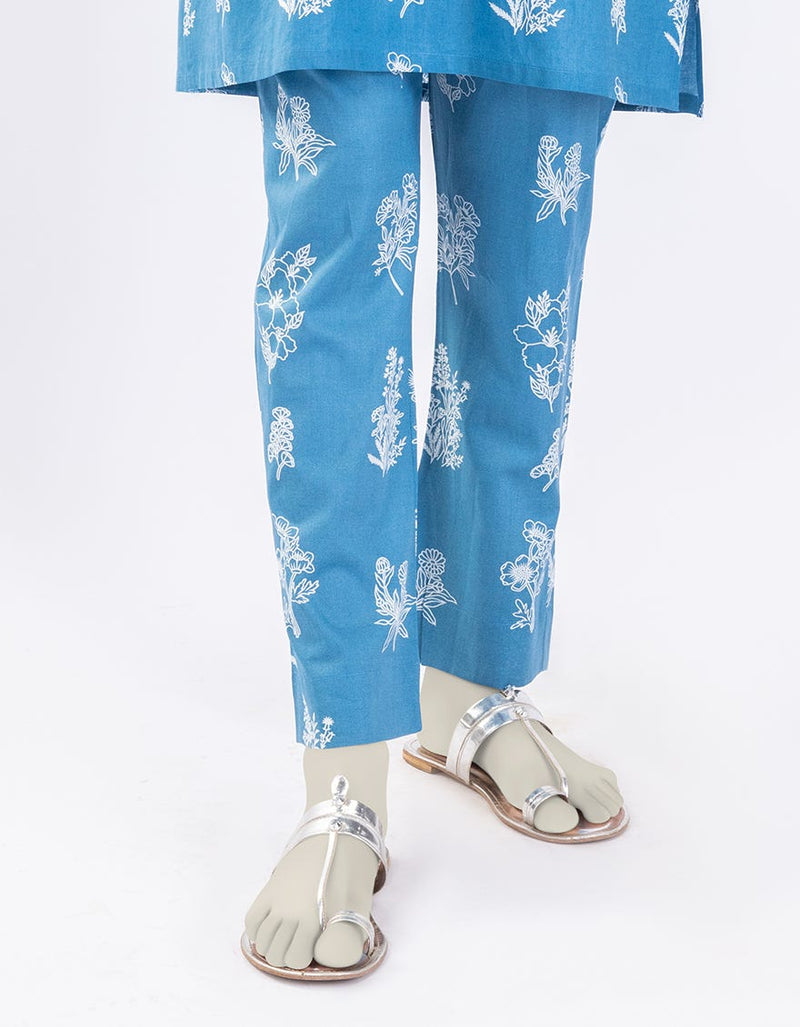 BLUE LAWN PRINTED TROUSERS