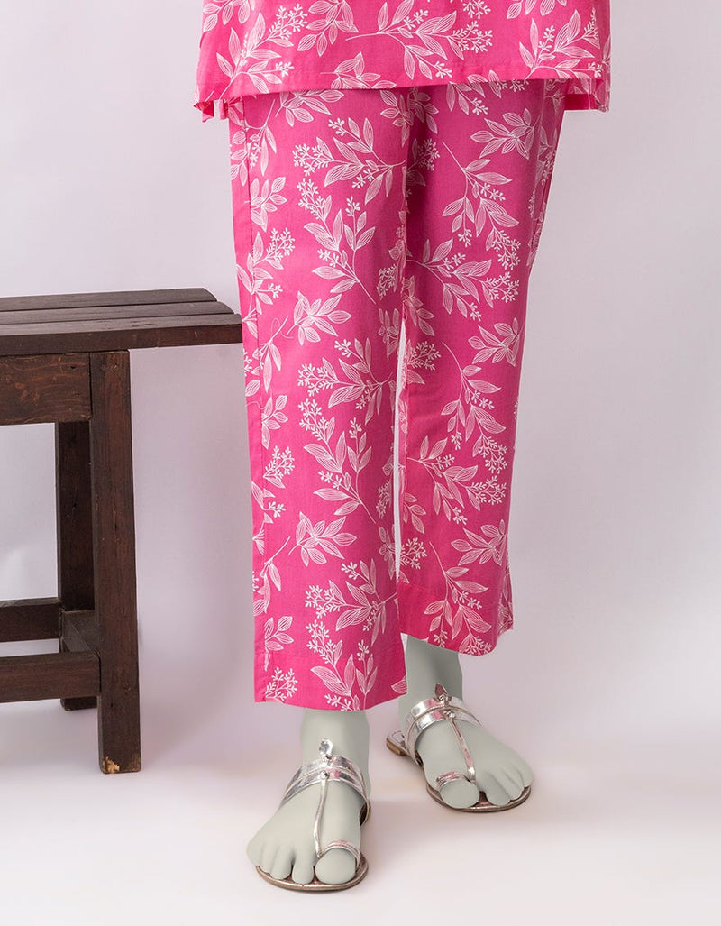 PINK LAWN PRINTED TROUSERS