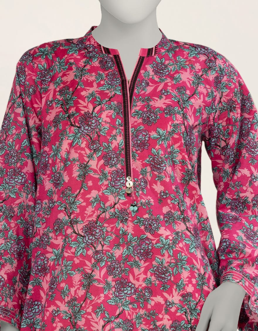 PINK PRINTED LAWN KURTA