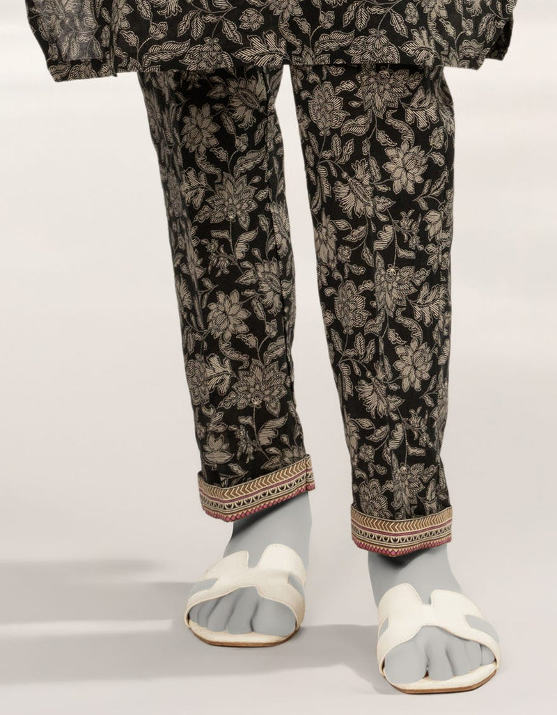 BLACK PRINTED LAWN TROUSERS