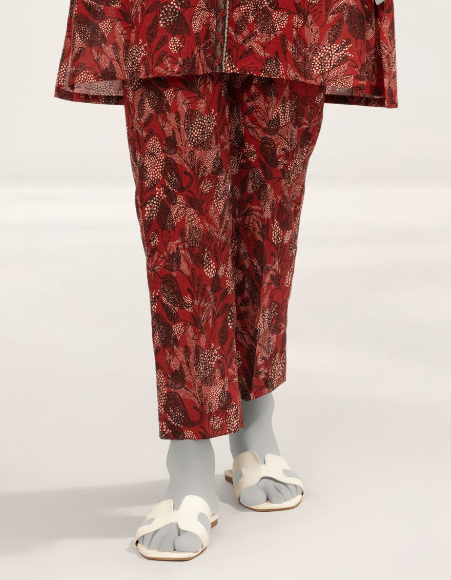 MAROON PRINTED LAWN TROUSERS