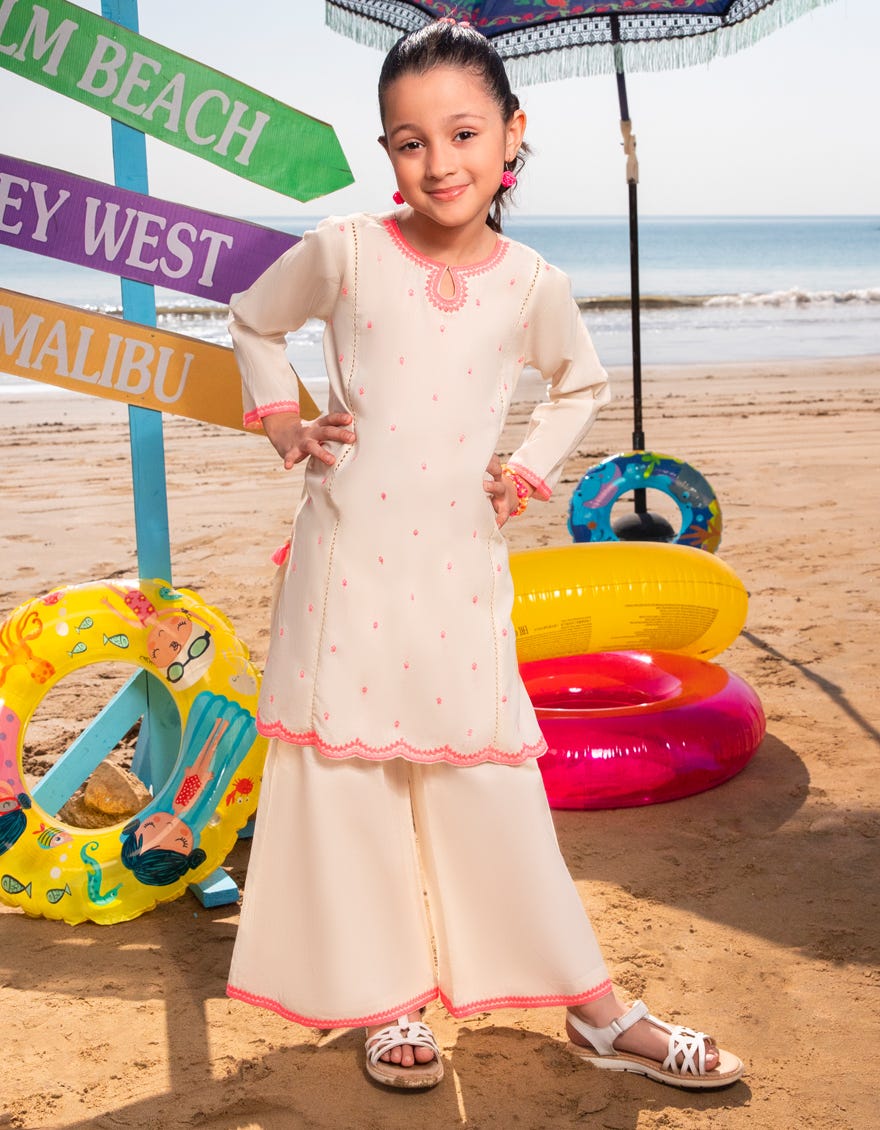 OFF WHITE DOBBY EMBROIDERED 2PC | JGKL-S-JGST-25-5610