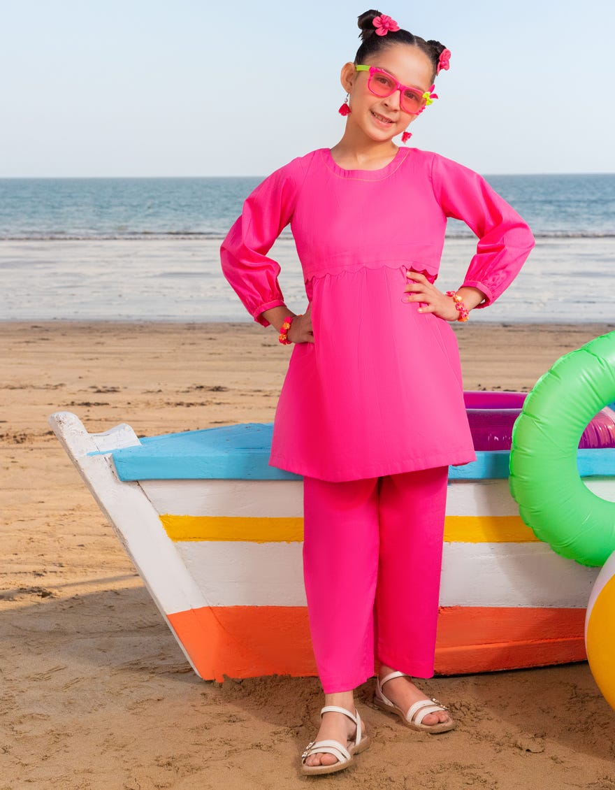 PINK LAWN DYED 2PC | JGKL-S-JGST-25-5644