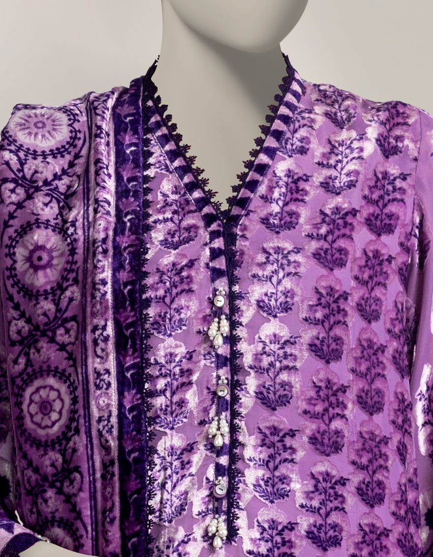 PURPLE PALACHI DIGITAL PRINTED 3PC STITCHED