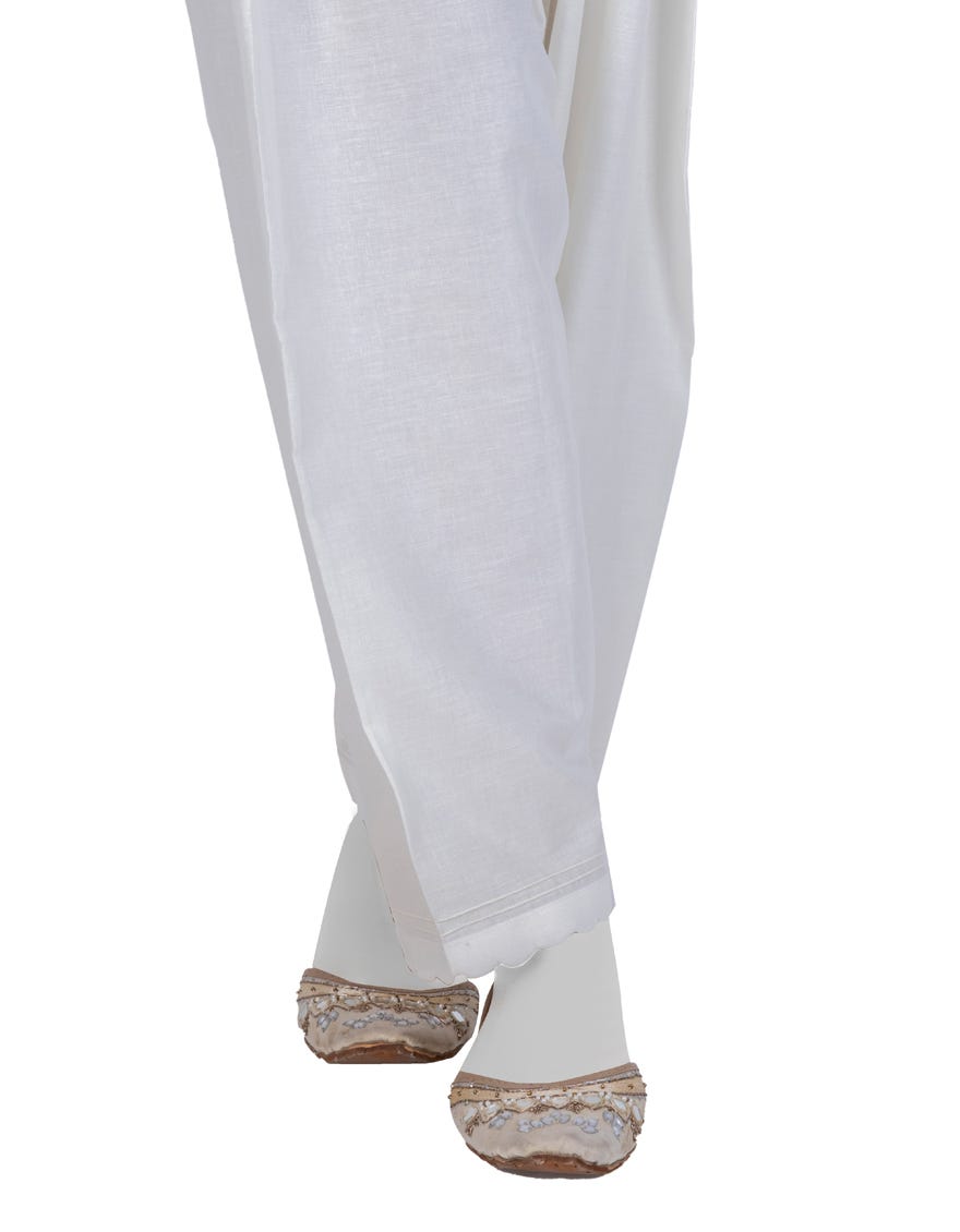 WHITE LAWN BASIC SHALWAR | JLSH-25-8001-A