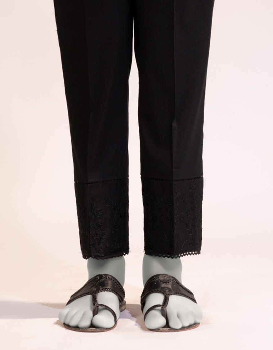 BLACK LAWN EMBROIDERED TROUSERS