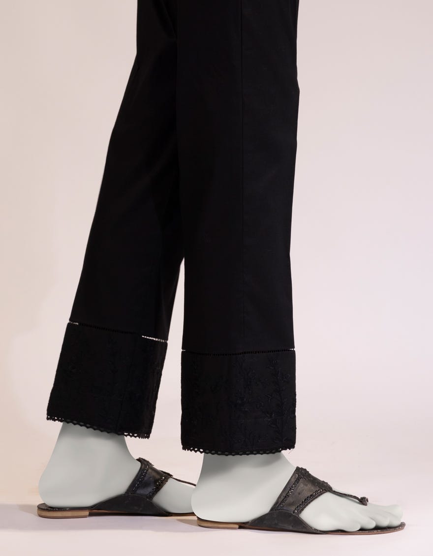 BLACK LAWN EMBROIDERED TROUSERS