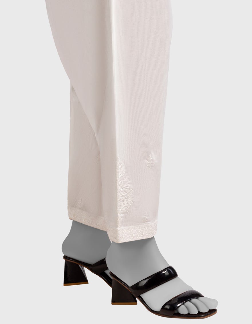 OFF WHITE CAMBRIC EMBROIDERED SHALWAR