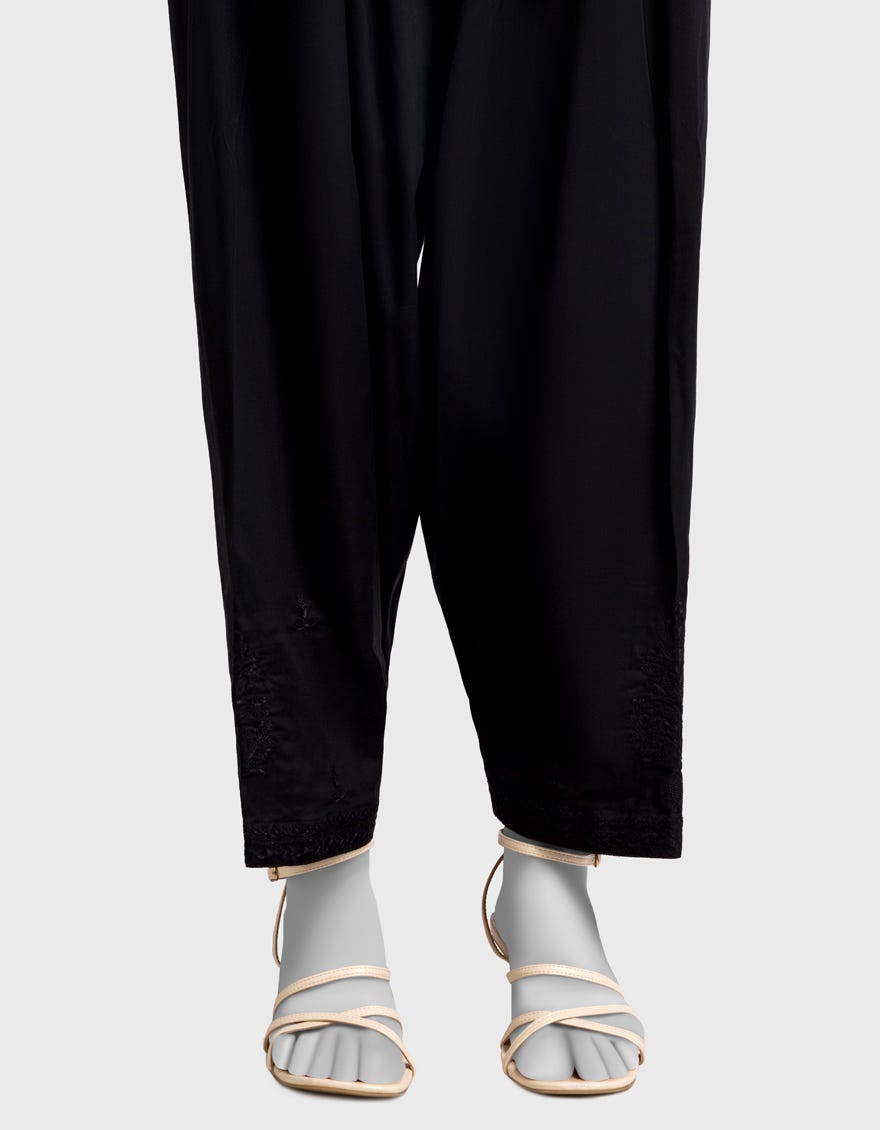 BLACK CAMBRIC EMBROIDERED SHALWAR