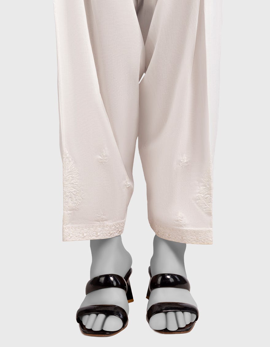 OFF WHITE CAMBRIC EMBROIDERED SHALWAR