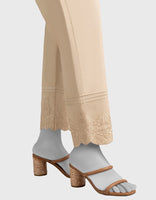 BEIGE CAMBRIC EMBROIDERED TROUSERS
