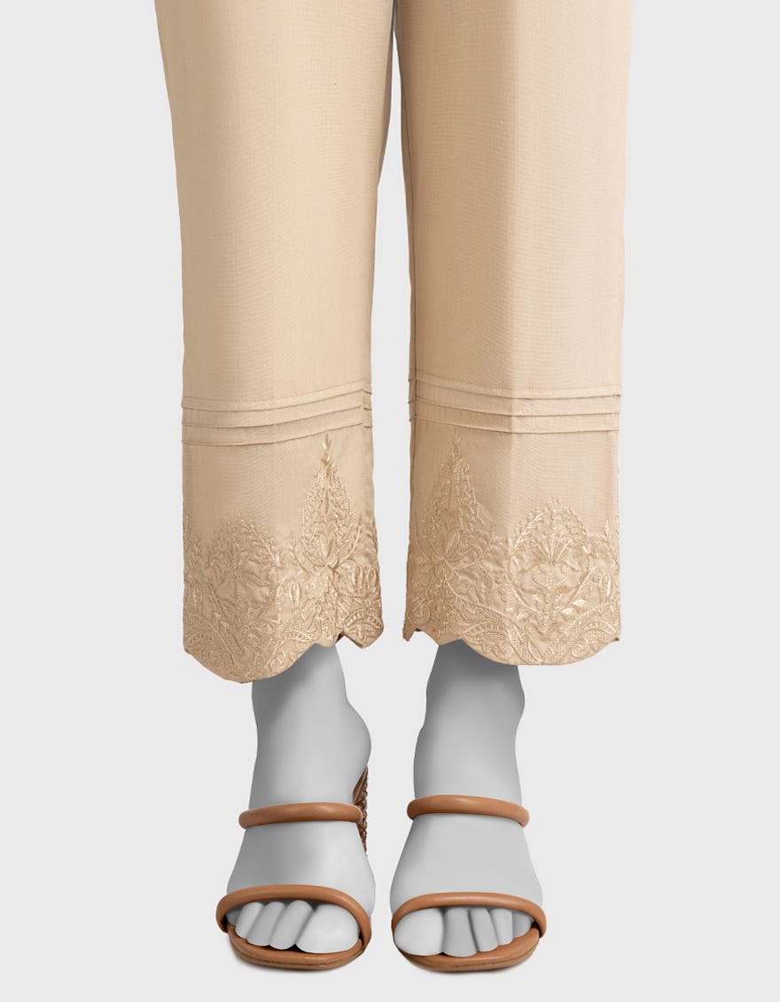 BEIGE CAMBRIC EMBROIDERED TROUSERS