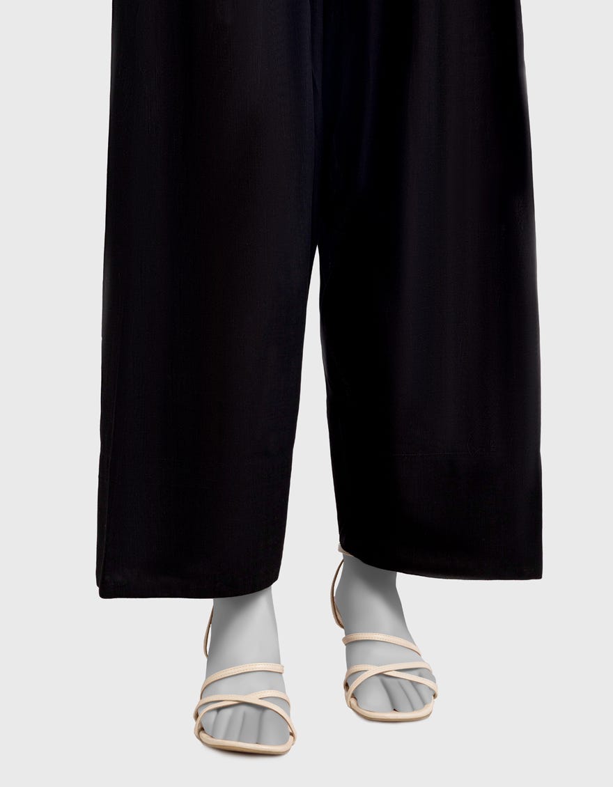 BLACK KHADDAR SLUB TROUSERS