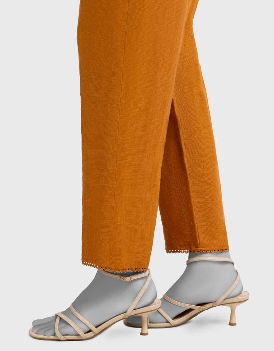 MUSTARD KHADDAR SLUB TROUSERS