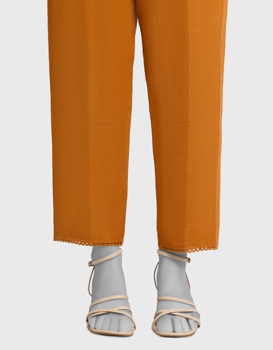 MUSTARD KHADDAR SLUB TROUSERS