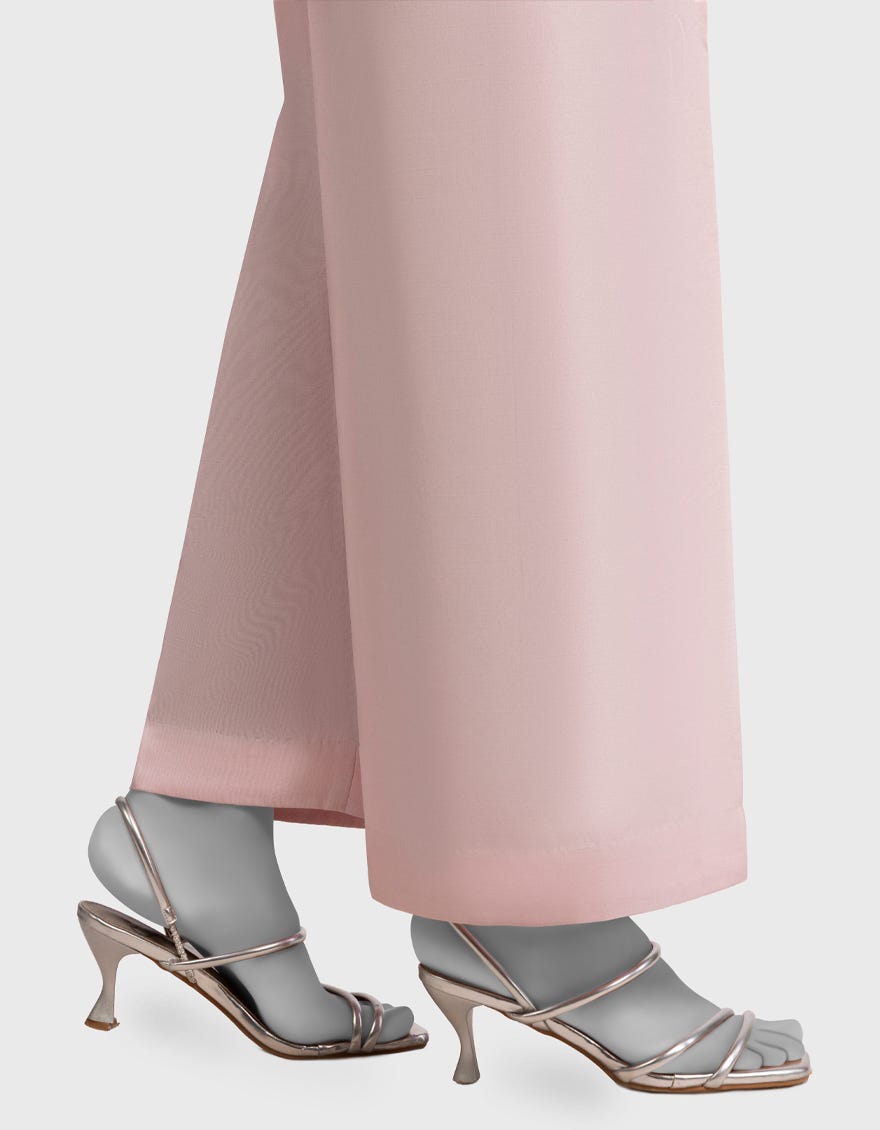 PINK RAW SILK BASIC TROUSERS