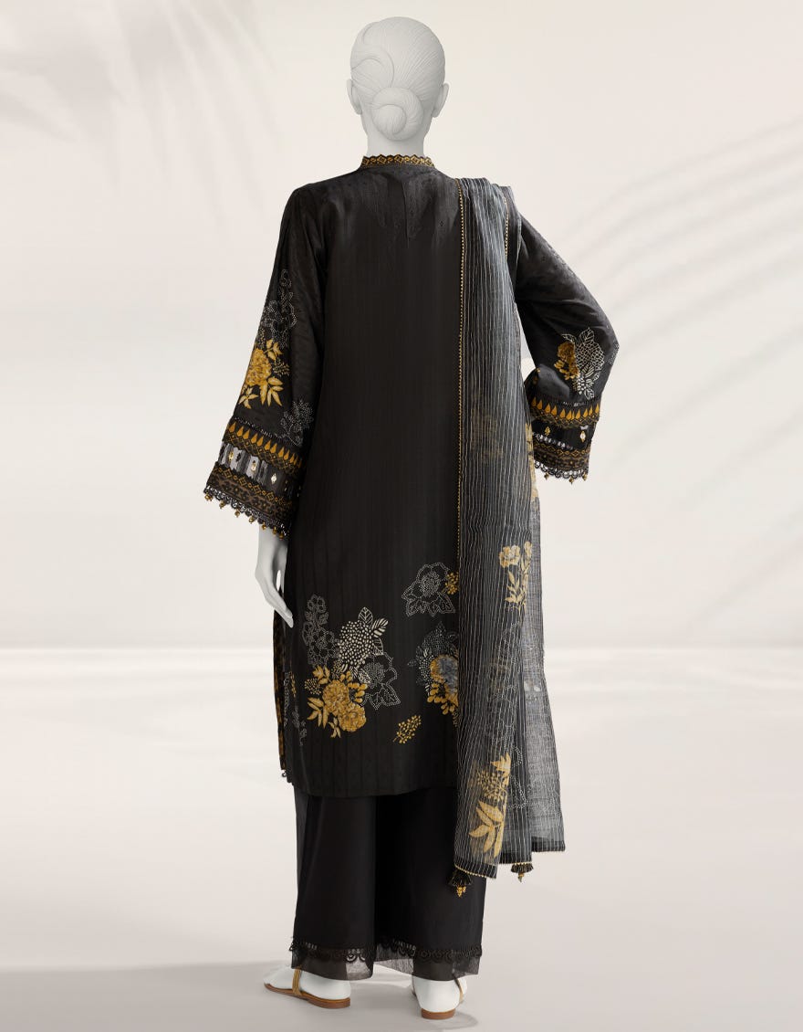 BLACK DIGITAL PRINTED DORIA UNSTITCHED 3PC
