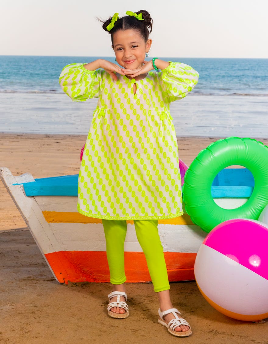 WHITE LAWN PRINTED KURTA