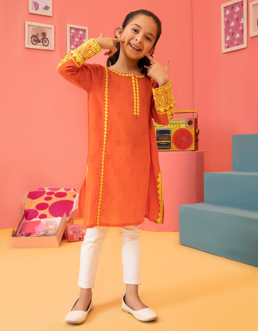 Orange Chunri Kurti | Jglk-S-23-2510