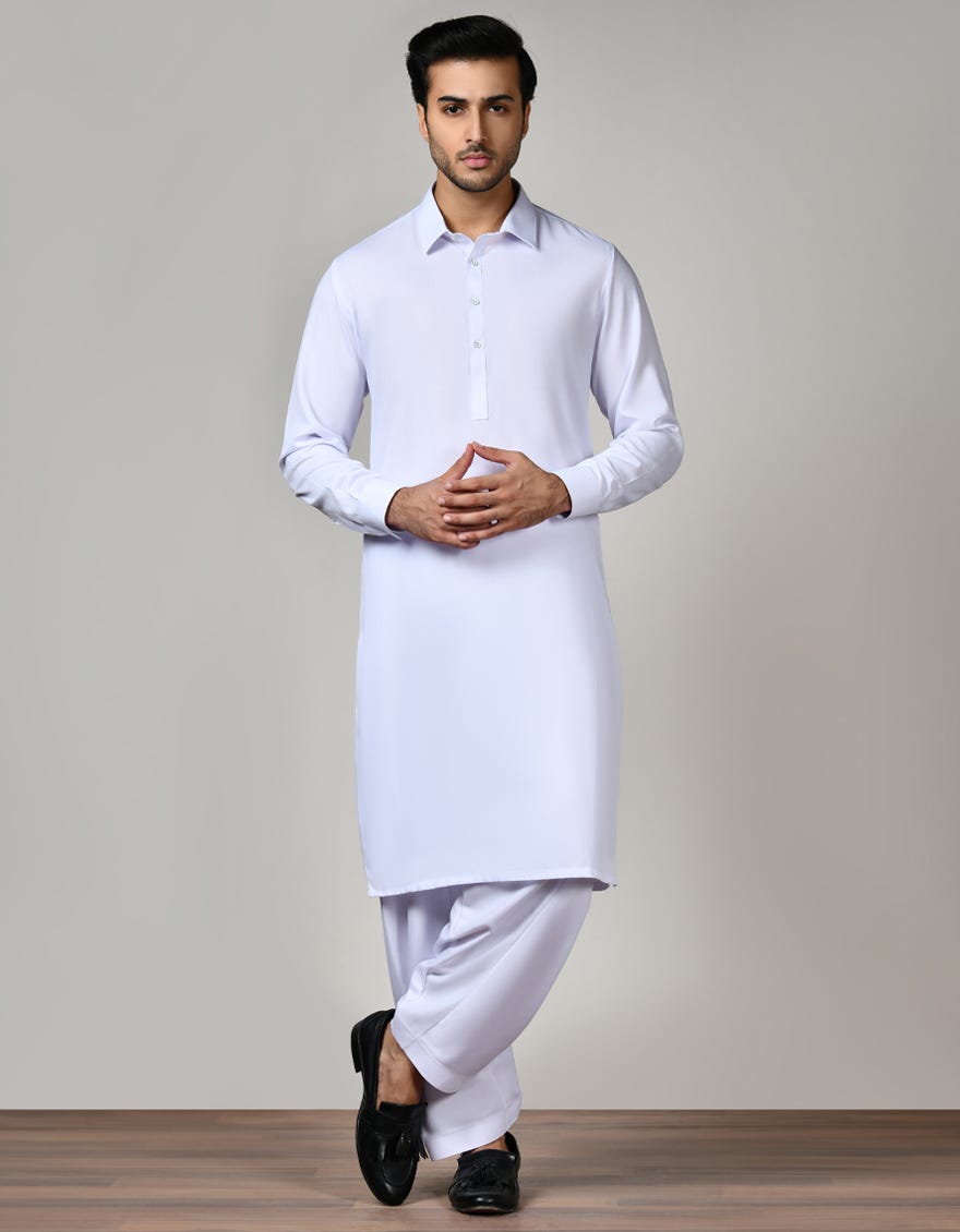 White Cotton Unstitched Kameez Shalwar Fabric | Jjms-2531