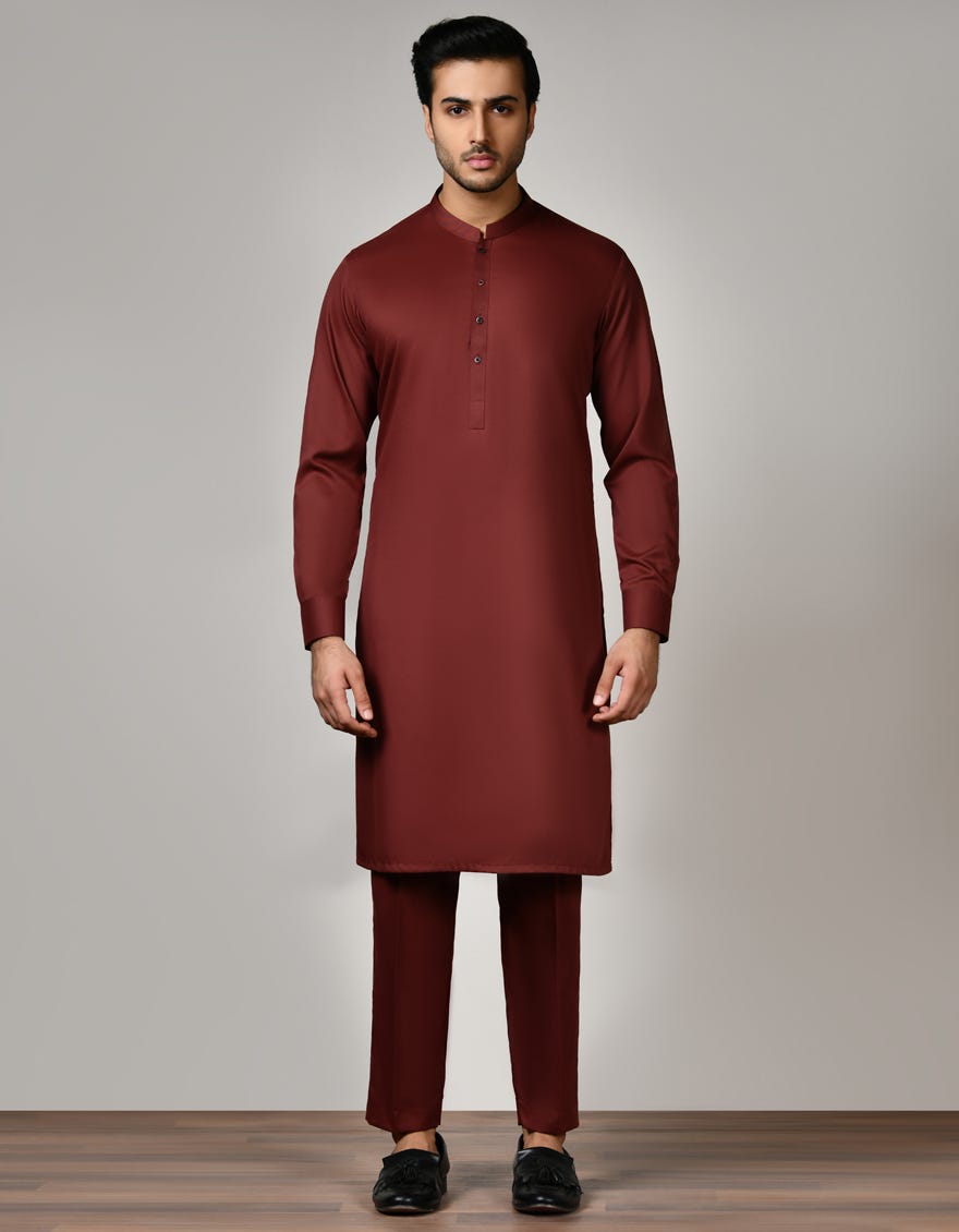 Brown Cotton Unstitched Kameez Shalwar Fabric | Jjms-2533