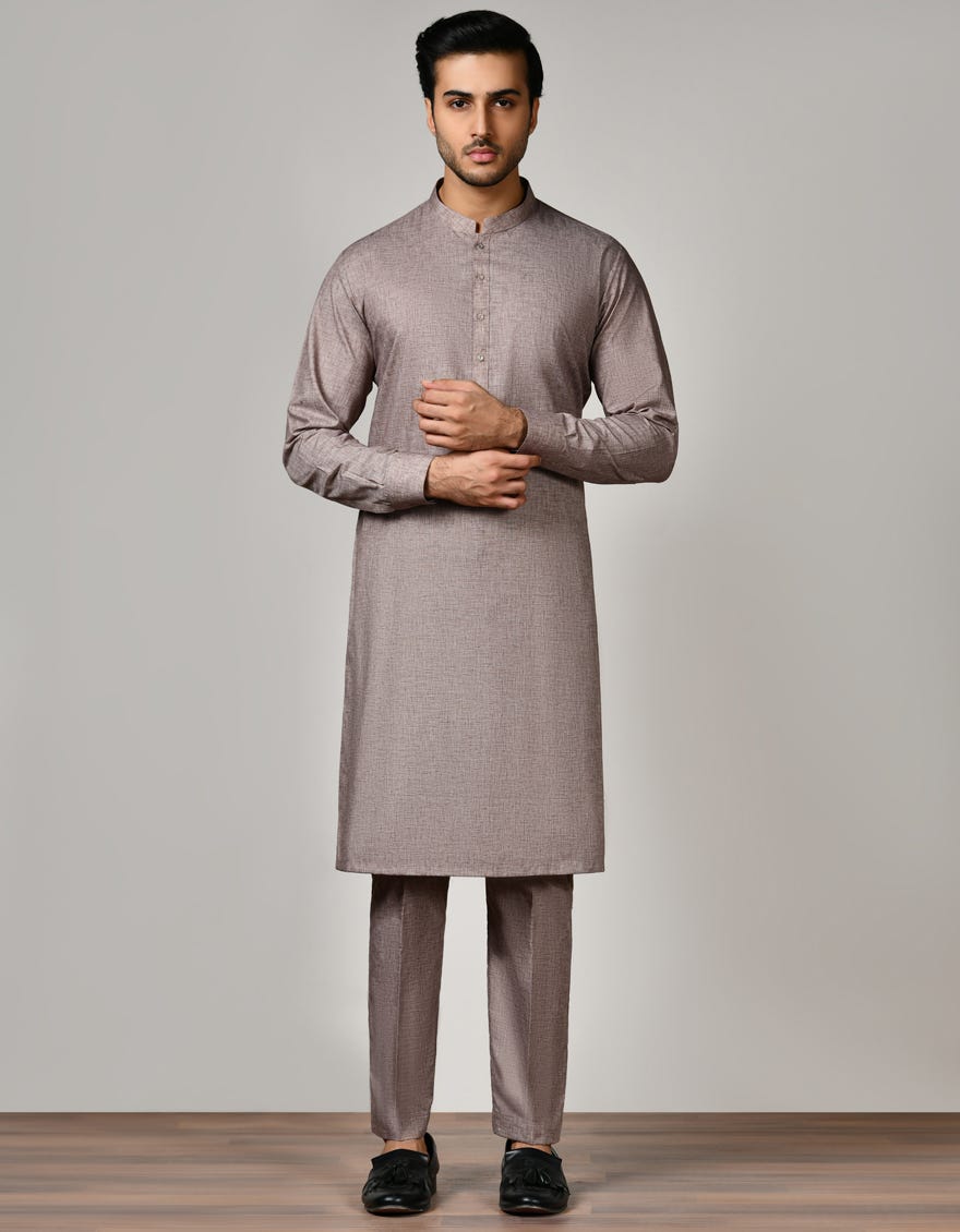 Light Brown Cotton Unstitched Kameez Shalwar Fabric | Jjms-2542