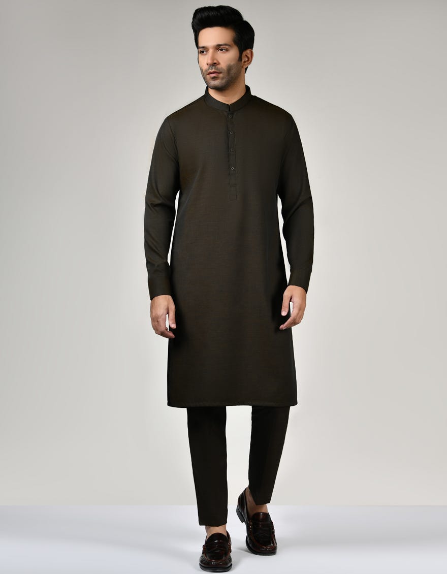 Copper Brown Blended Unstitched Kameez Shalwar Fabric | Jjms-2565