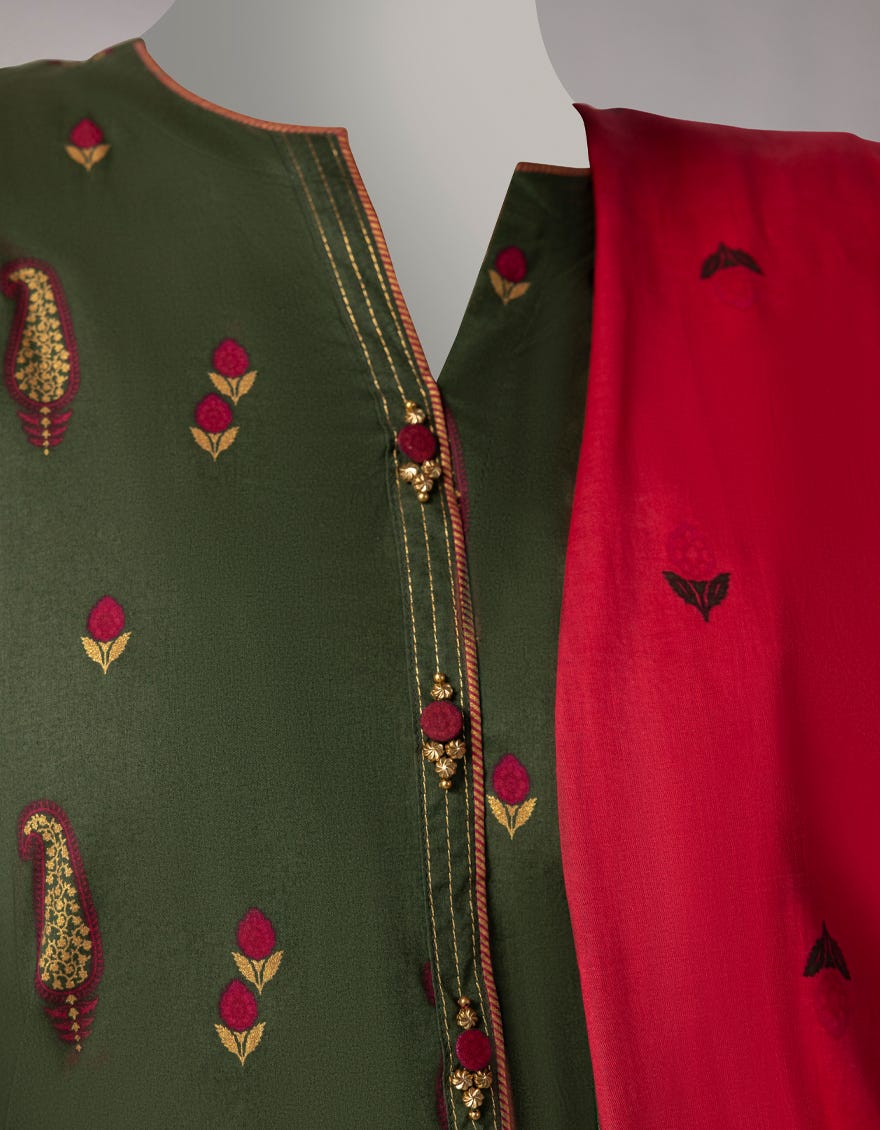 GREEN LAWN PRINTED UNSTITCHED 3PC