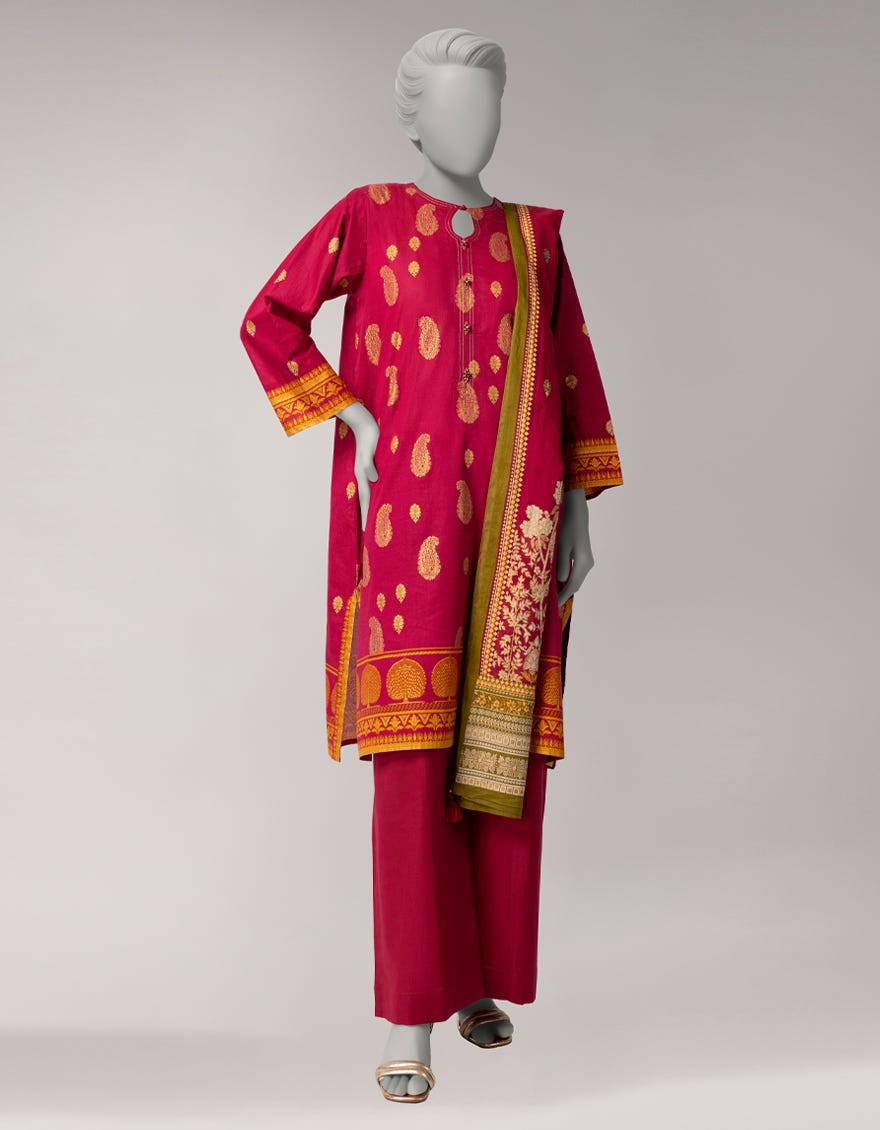 PINK LAWN PRINTED UNSTITCHED 3PC