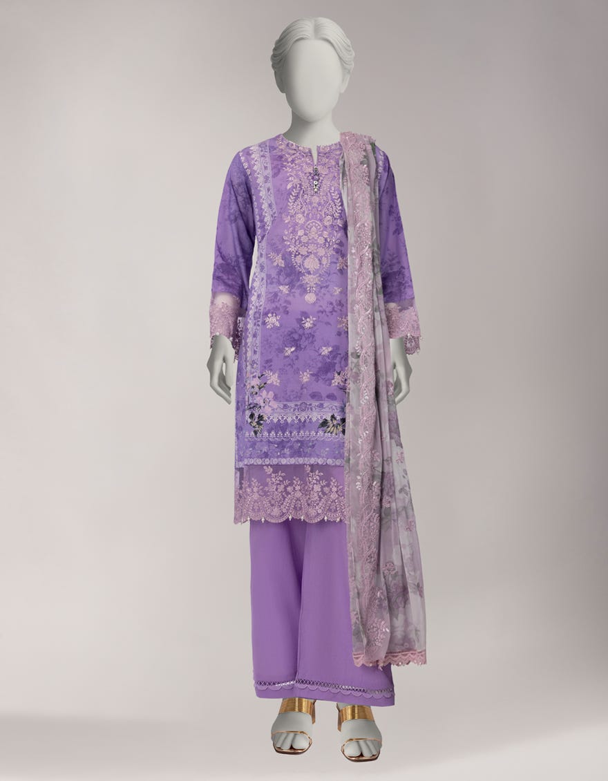 PURPLE LAWN EMBROIDERED UNSTITCHED 3PC