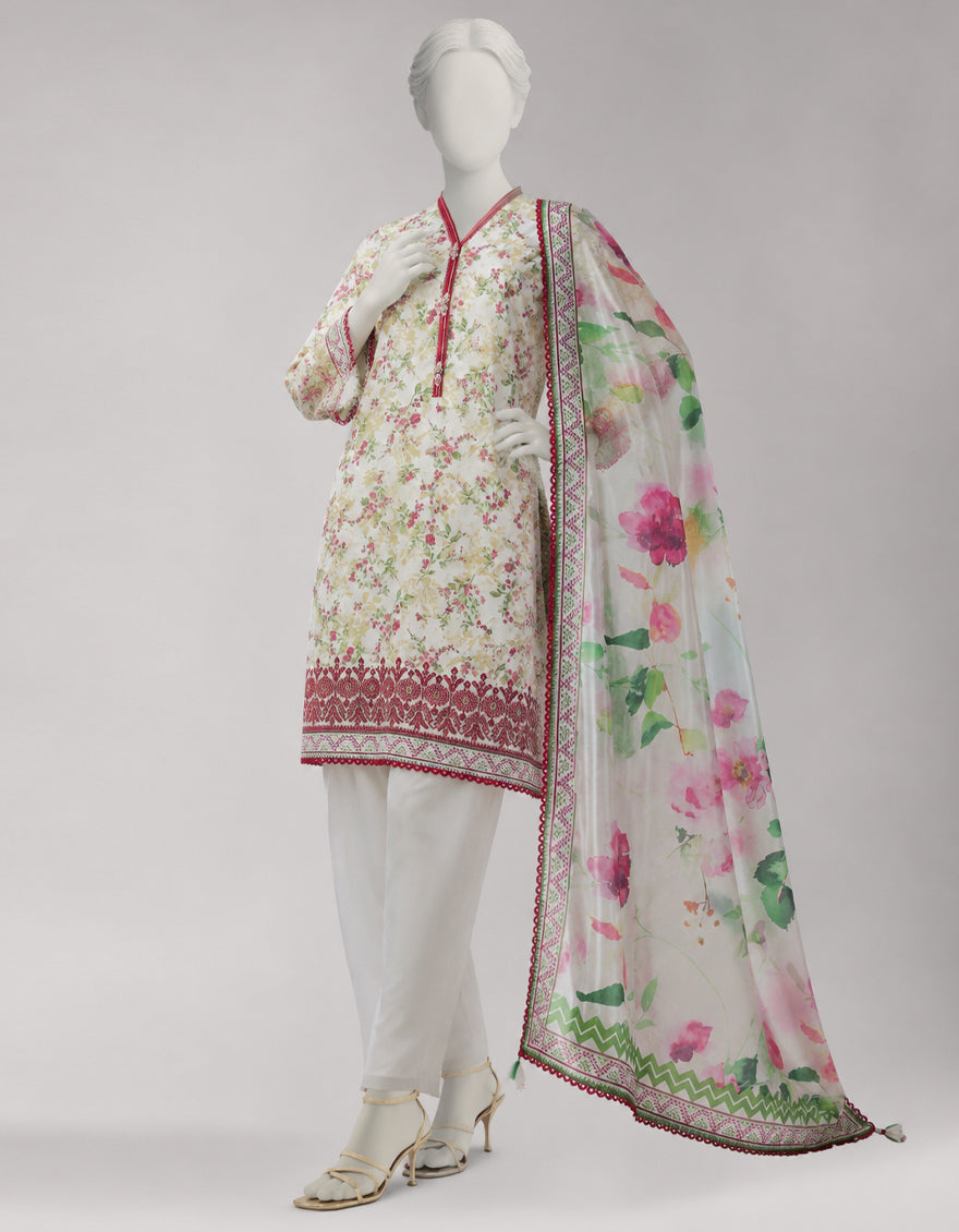 Multicolor Lawn Embroidered Unstitched 3Pc