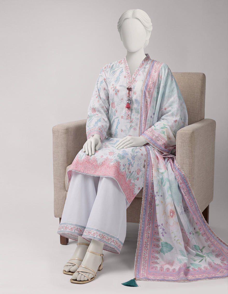 Multicolor Lawn Embroidered Unstitched 3Pc