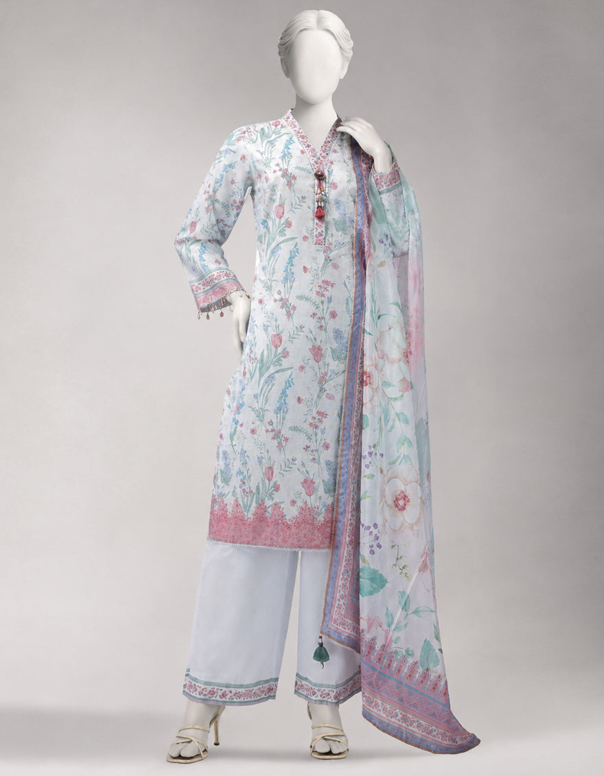 Multicolor Lawn Embroidered Unstitched 3Pc