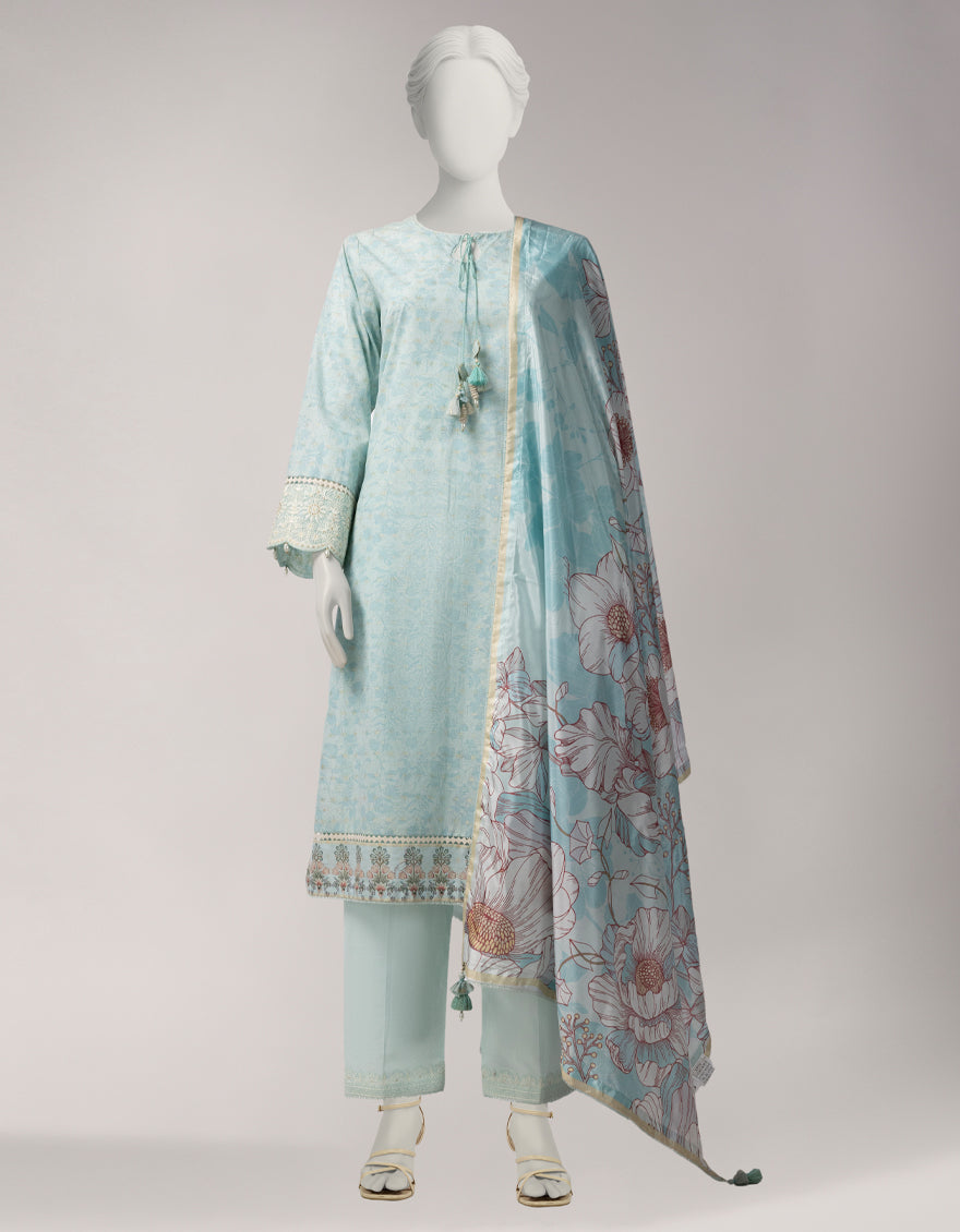 Multicolor Lawn Embroidered Unstitched 3Pc