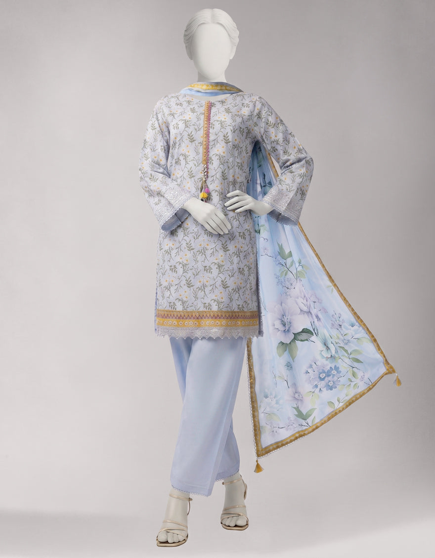 Multicolor Lawn Embroidered Unstitched 3Pc