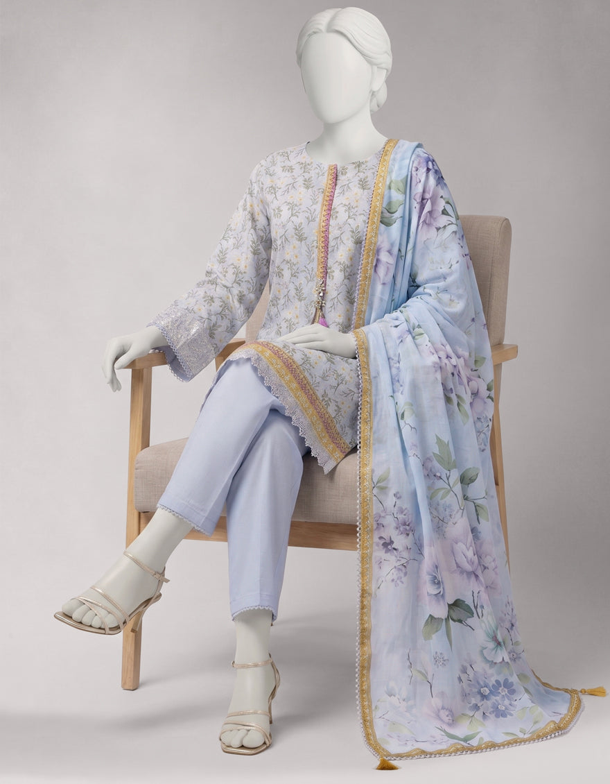 Multicolor Lawn Embroidered Unstitched 3Pc