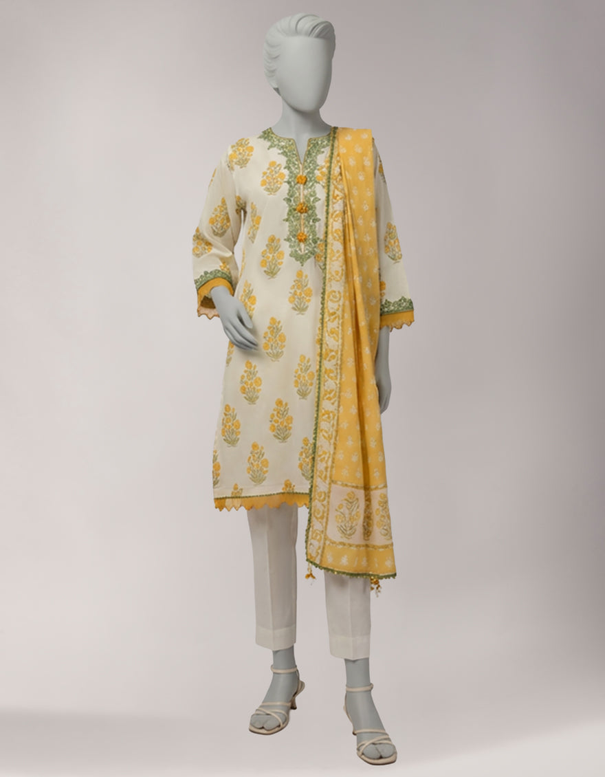 MULTICOLOR LAWN EMBROIDERED UNSTITCHED 2PC