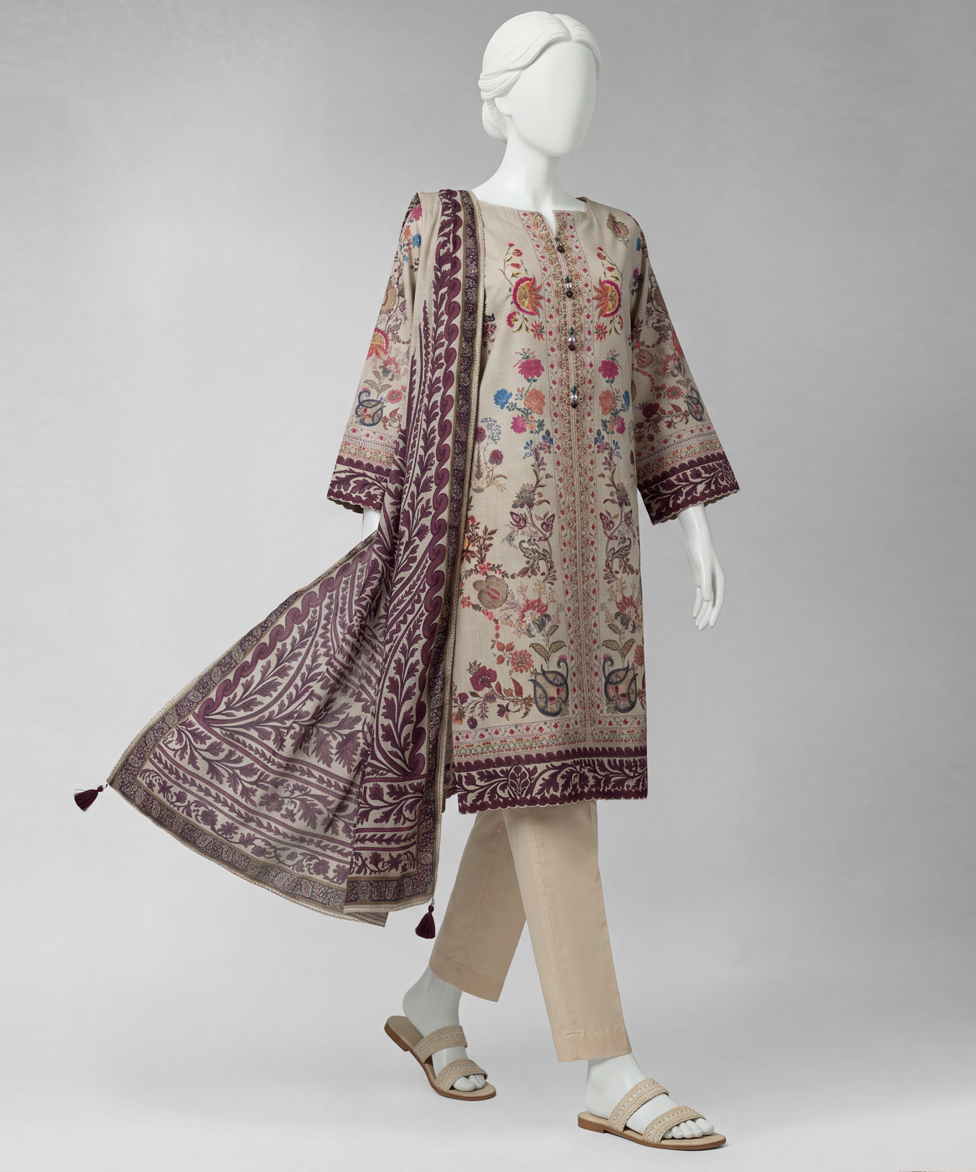 Beige Digital Printed Liminal Unstitched 2Pc