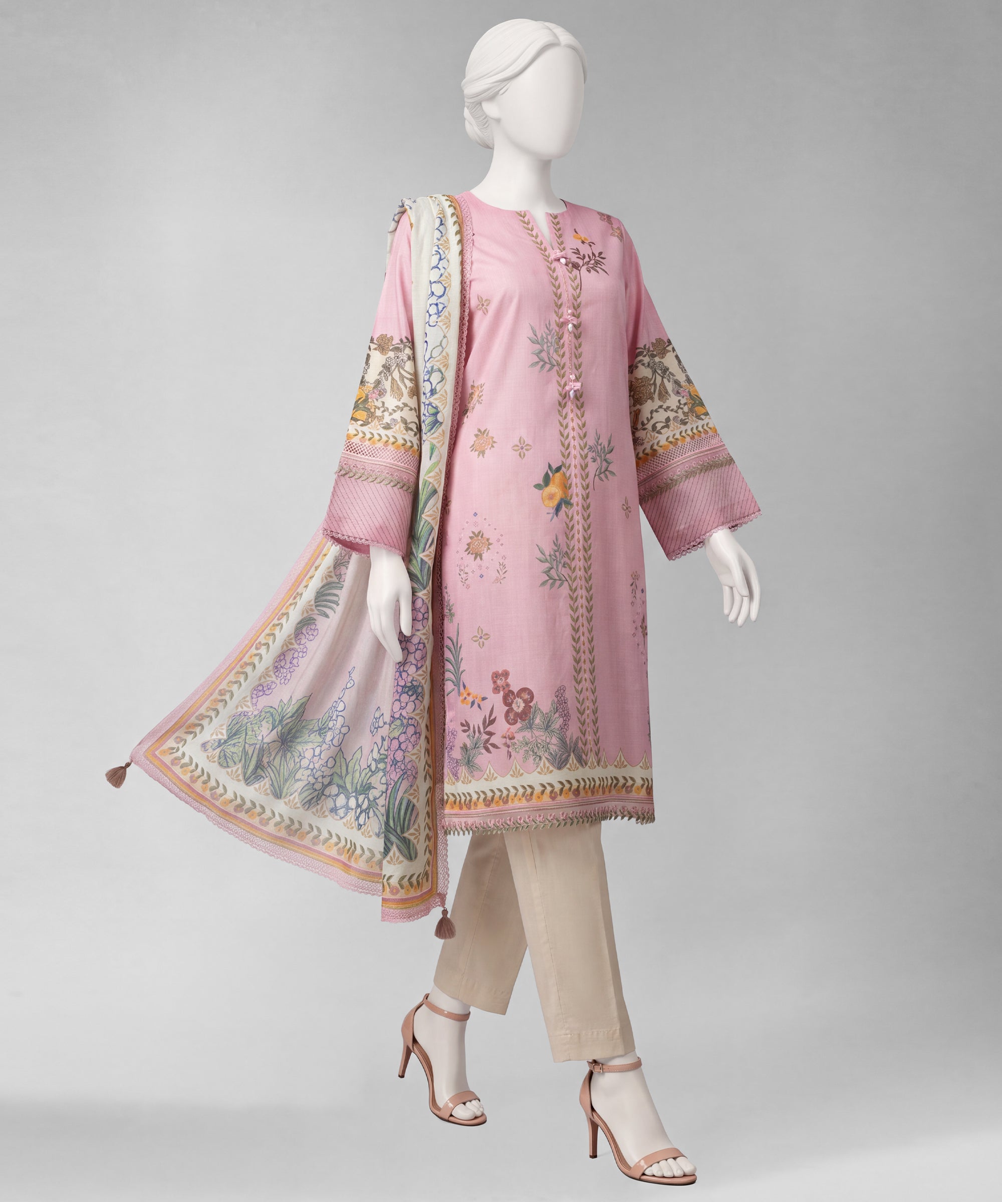 Pink Embroidered Liminal Unstitched 2Pc